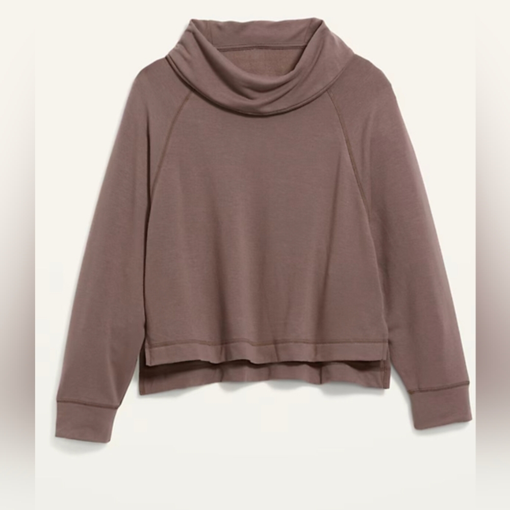 Women's Size Large Old Navy Cozy Knit Cowl Neck Lounge Top Color Taupe